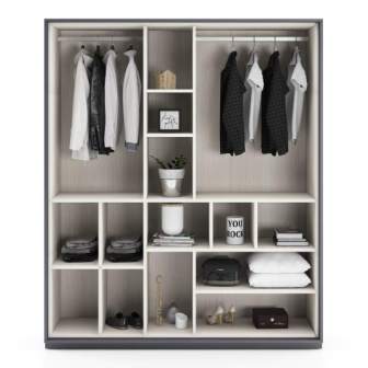 Wardrobe : 3 Door Wardrobe (In Solid Grey)