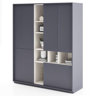 Wardrobe : 3 Door Wardrobe (In Solid Grey)