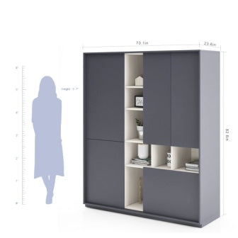 Wardrobe : 3 Door Wardrobe (In Solid Grey)