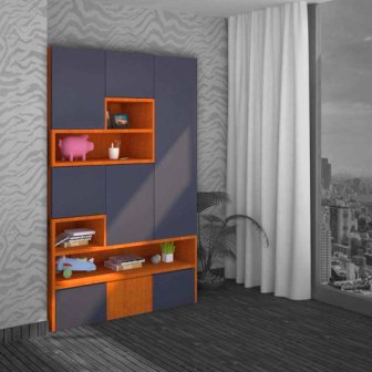 Wardrobe 3 Door Wardrobe (In Grey & Cherry Finish)