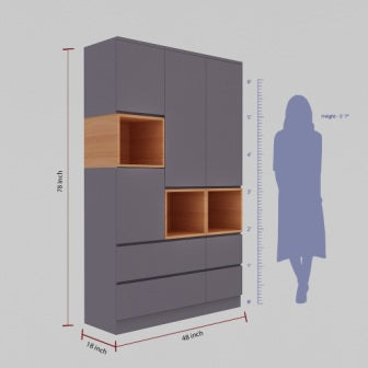 Wardrobe : 3 Door Wardrobe (In Mist Finish)