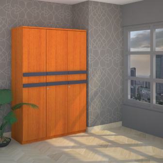 Wardrobe : 3 Door Wardrobe (In Oxford Cherry)