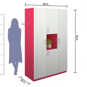 Wardrobe 3 Door Wardrobe (In rose Finish)