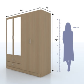 Wardrobe : 4 Door Wardrobe (In Bavarian Beech)