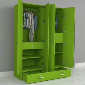 Wardrobe : 4 Door Wardrobe (In Blooming Green)