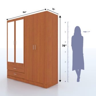 Wardrobe 4 Door Wardrobe (In Oxford Cherry)