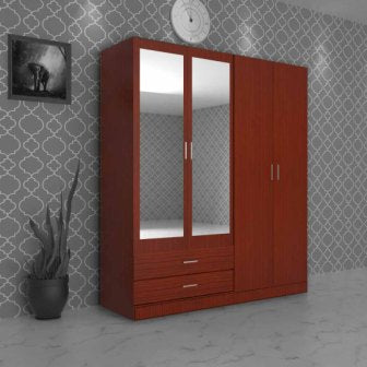 Wardrobe 4 Door Wardrobe (In Sapeli Finish)