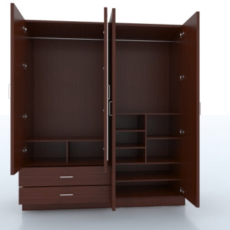 Wardrobe 4 Door Wardrobe (In Sapeli Finish)