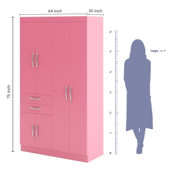 Wardrobe : 4 Door Wardrobe (In Shocking Pink)