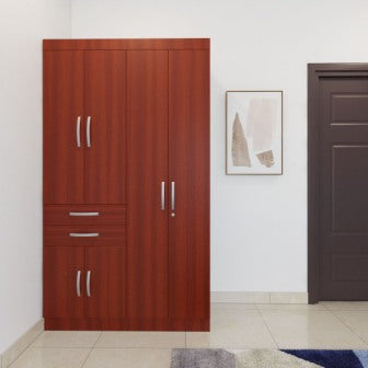 Wardrobe : 4 Door Wardrobe (In Teak Finish)