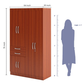 Wardrobe : 4 Door Wardrobe (In Teak Finish)