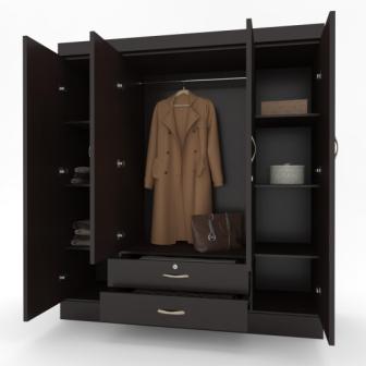 Wardrobe : 4 Door Wardrobe (In Wenge Brew Finish )