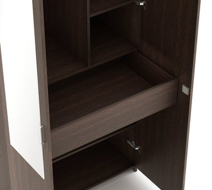 Wardrobe: Adrie Double Doors Wardrobe with Full Length Mirror and Drawer, (Wenge)