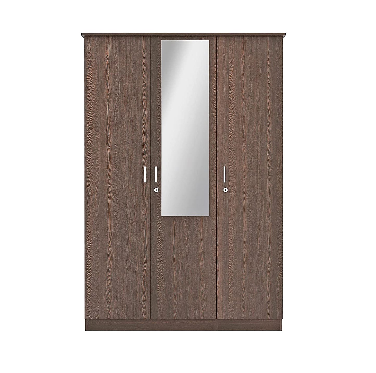 Wardrobe: Adrie Wood 3 Door Wardrobe With Full Length Mirror & Drawer (Wenge)