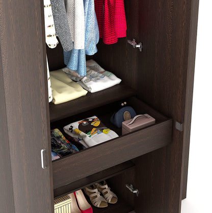 Wardrobe: Adrie Wood 3 Door Wardrobe With Full Length Mirror & Drawer (Wenge)