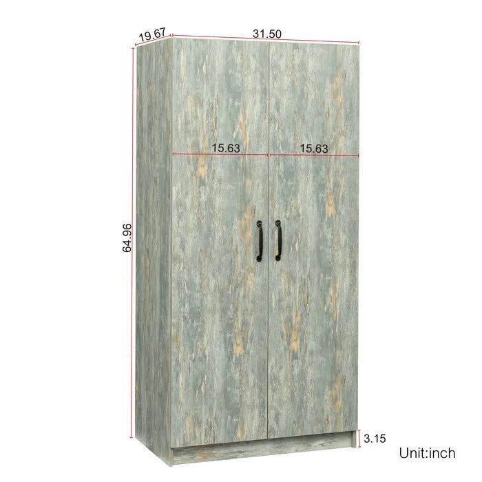 Wardrobe High Wardrobe And Kitchen Cabinet With 2 Doors,Grey