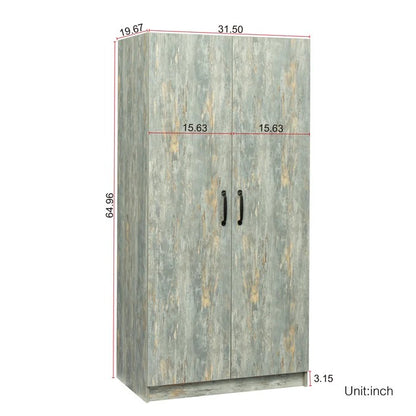 Wardrobe High Wardrobe And Kitchen Cabinet With 2 Doors,Grey