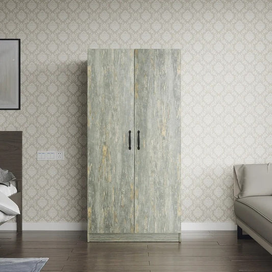 Wardrobe High Wardrobe And Kitchen Cabinet With 2 Doors,Grey