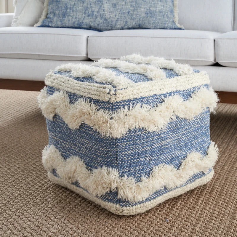 Foot Stool : Square Chevron Pouf Ottoman