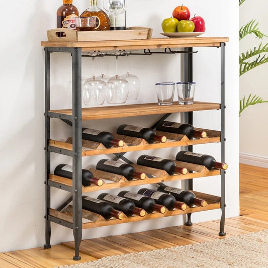 Wine Racks 21 Bottle Floor Wine Bottle & Glass Rack 