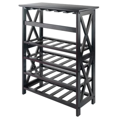 Wine Racks : 24 Bottle Floor Wine Bottle & Glass Rack in Espresso