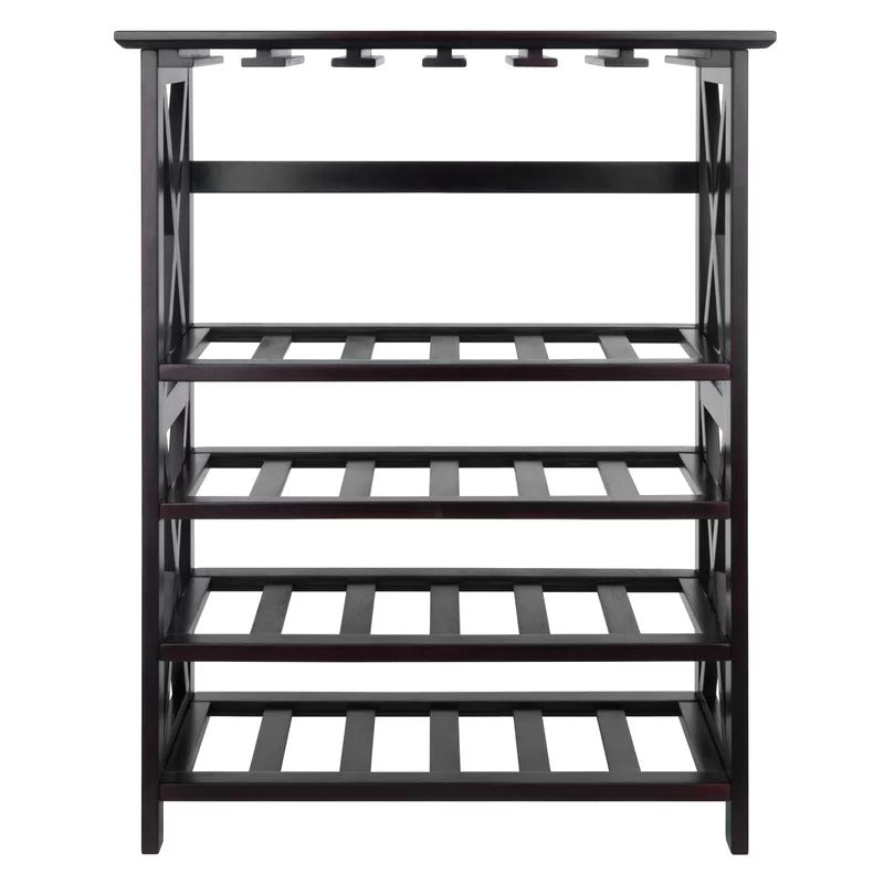 Wine Racks : 24 Bottle Floor Wine Bottle & Glass Rack in Espresso