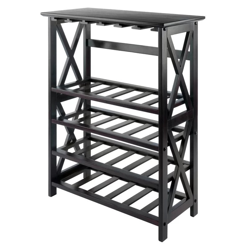 Wine Racks : 24 Bottle Floor Wine Bottle & Glass Rack in Espresso