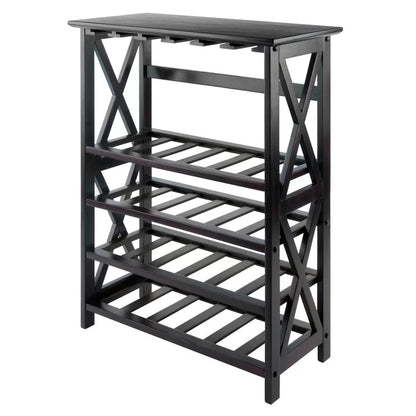 Wine Racks : 24 Bottle Floor Wine Bottle & Glass Rack in Espresso