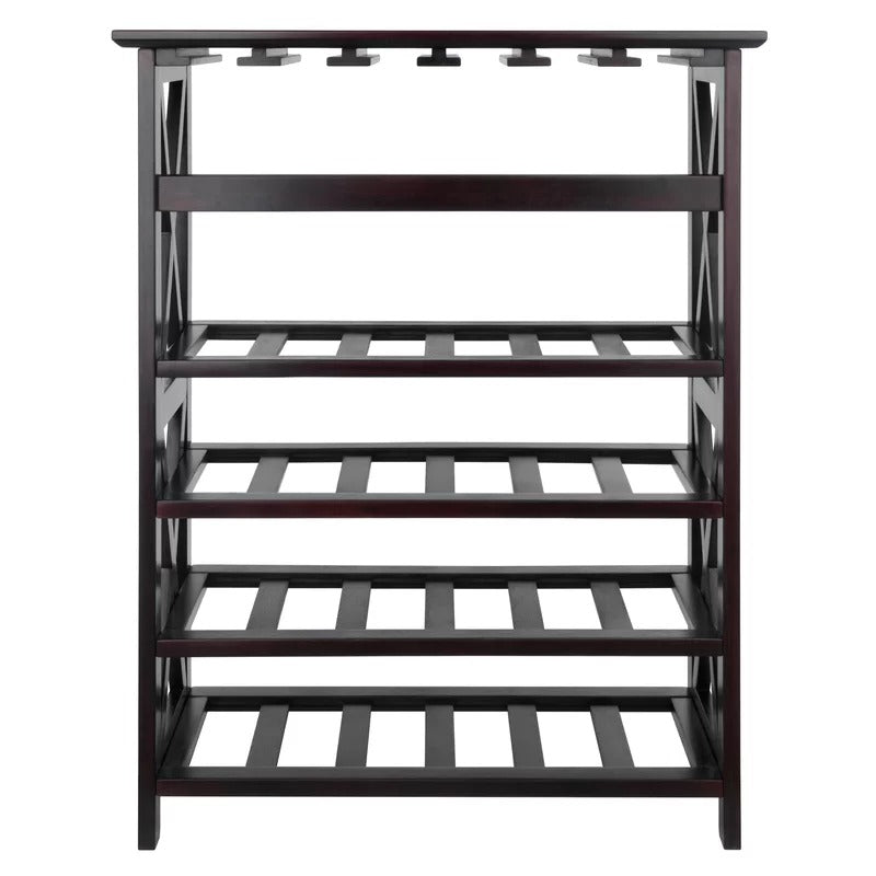 Wine Racks : 24 Bottle Floor Wine Bottle & Glass Rack in Espresso