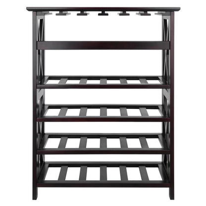 Wine Racks : 24 Bottle Floor Wine Bottle & Glass Rack in Espresso