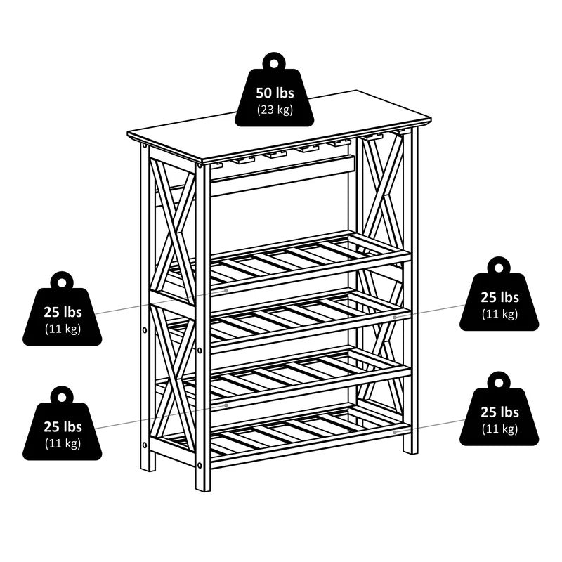 Wine Racks : 24 Bottle Floor Wine Bottle & Glass Rack in Espresso