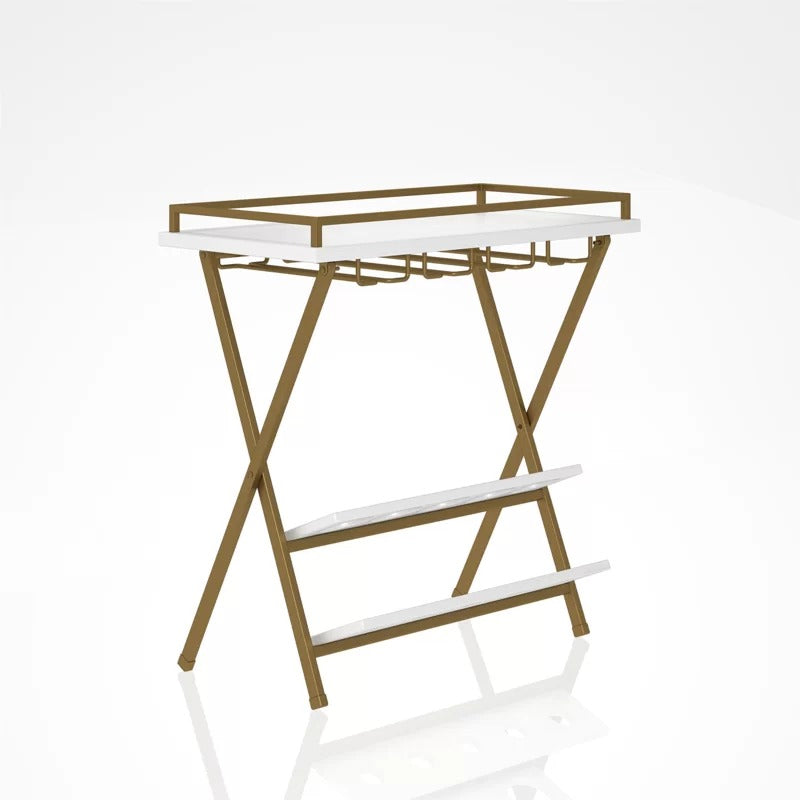 Wine Racks : 5 Bottle Floor Wine Bottle & Glass Rack in Gold/White