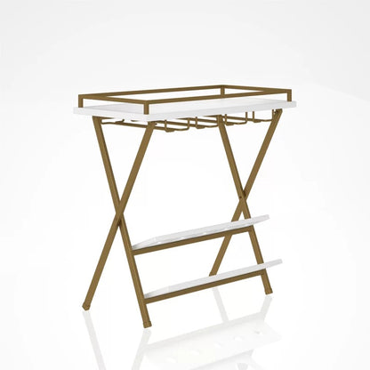 Wine Racks : 5 Bottle Floor Wine Bottle & Glass Rack in Gold/White