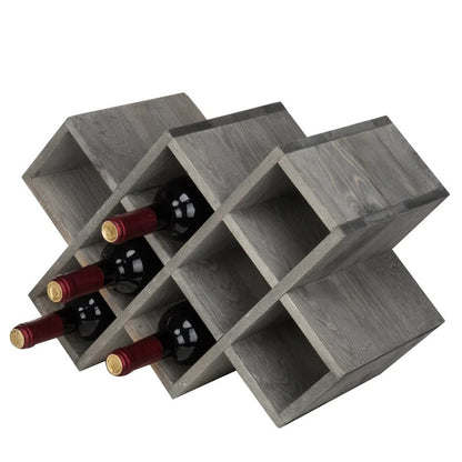Wine Racks : Solid Wood Tabletop Wine Bottle Rack in Gray