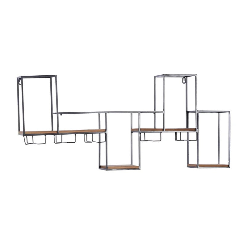 Wine Racks : Wall Mounted Wine Bottle & Glass Rack in Black/Brown