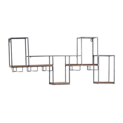 Wine Racks : Wall Mounted Wine Bottle & Glass Rack in Black/Brown