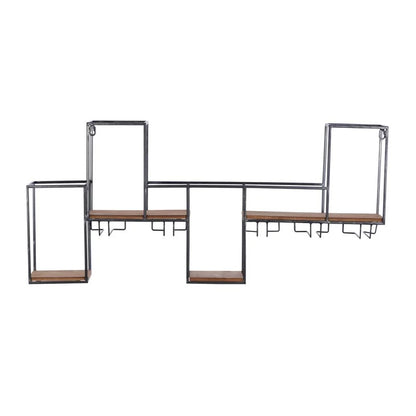Wine Racks : Wall Mounted Wine Bottle & Glass Rack in Black/Brown