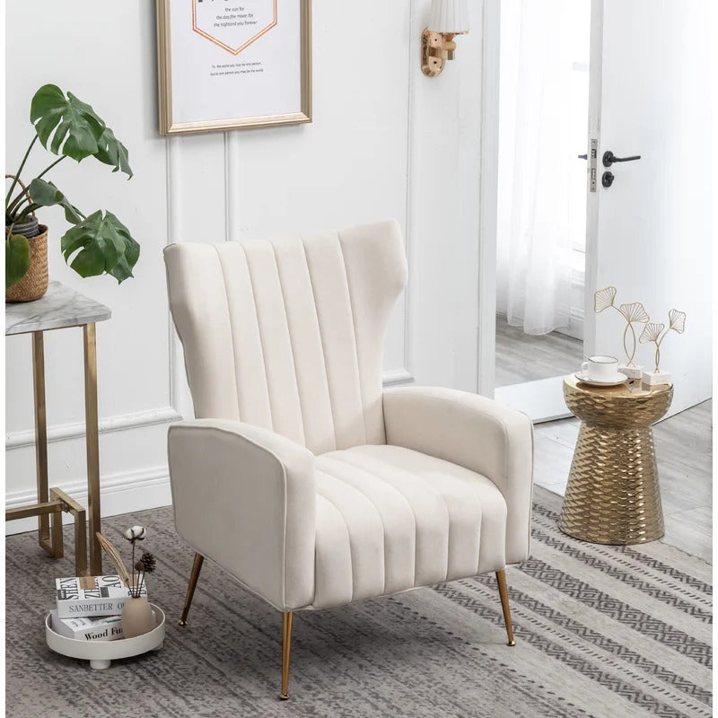 Wing Chair: 27'' Wide Velvet Wingback Chair