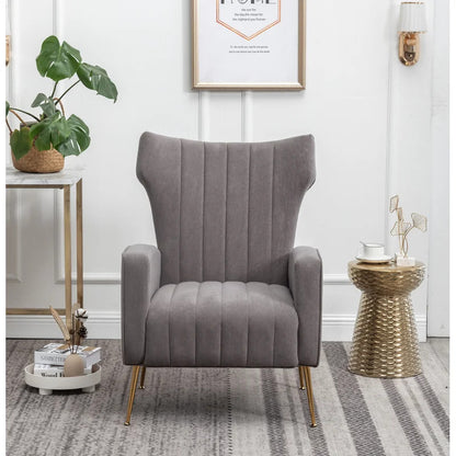 Wing Chair: 27'' Wide Velvet Wingback Chair