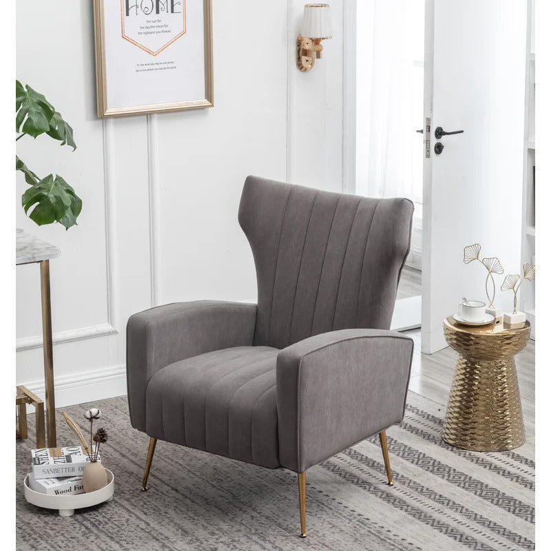 Wing Chair: 27'' Wide Velvet Wingback Chair