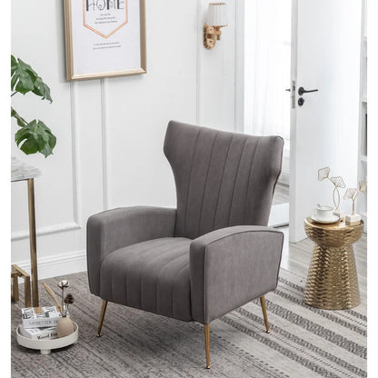 Wing Chair: 27'' Wide Velvet Wingback Chair