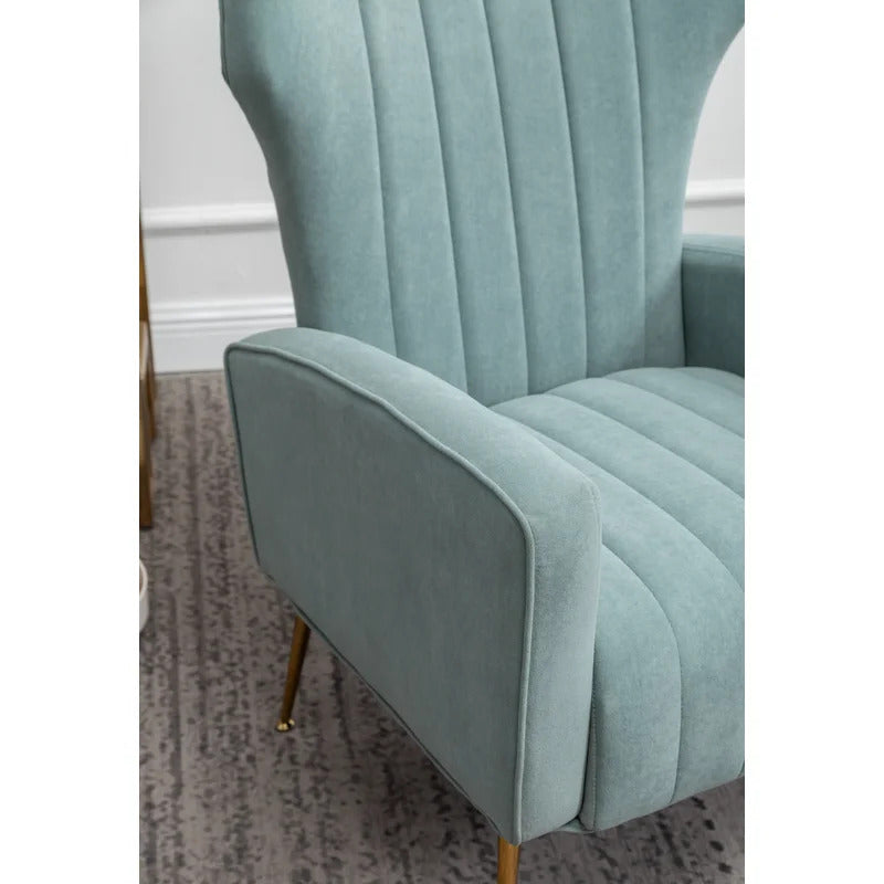 Wing Chair: 27'' Wide Velvet Wingback Chair