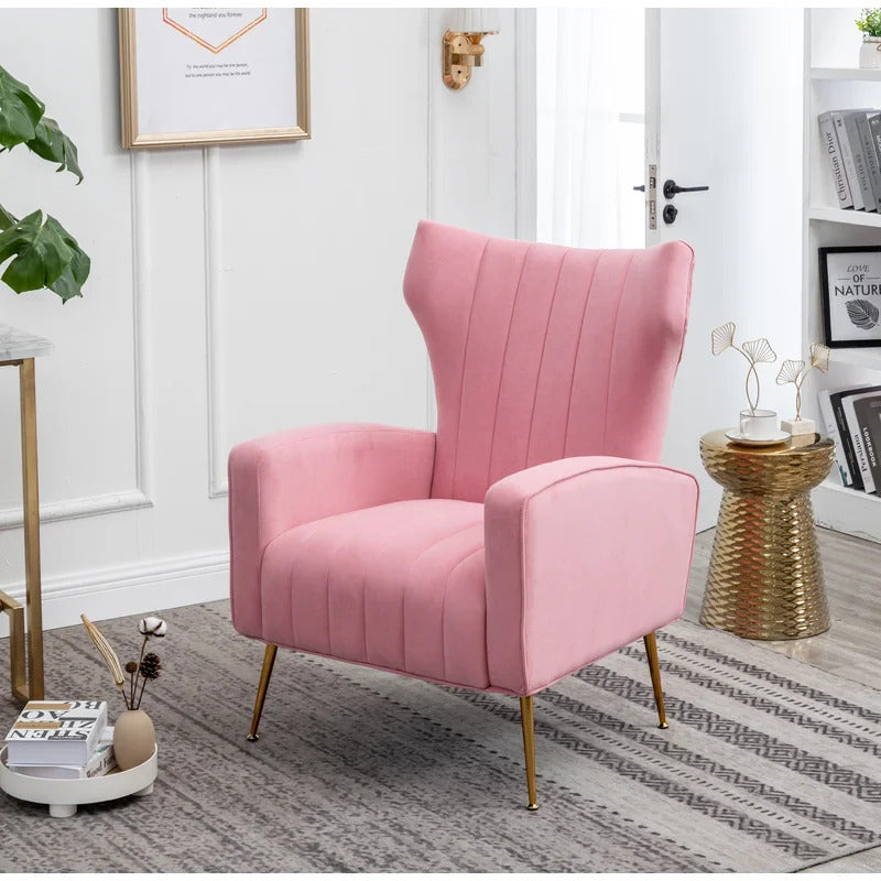 Wing Chair: 27'' Wide Velvet Wingback Chair