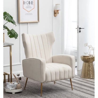 Wing Chair: 27'' Wide Velvet Wingback Chair
