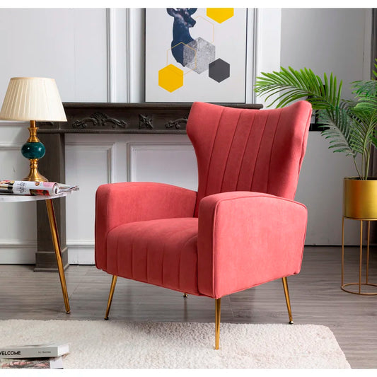 Wing Chair: 27'' Wide Velvet Wingback Chair