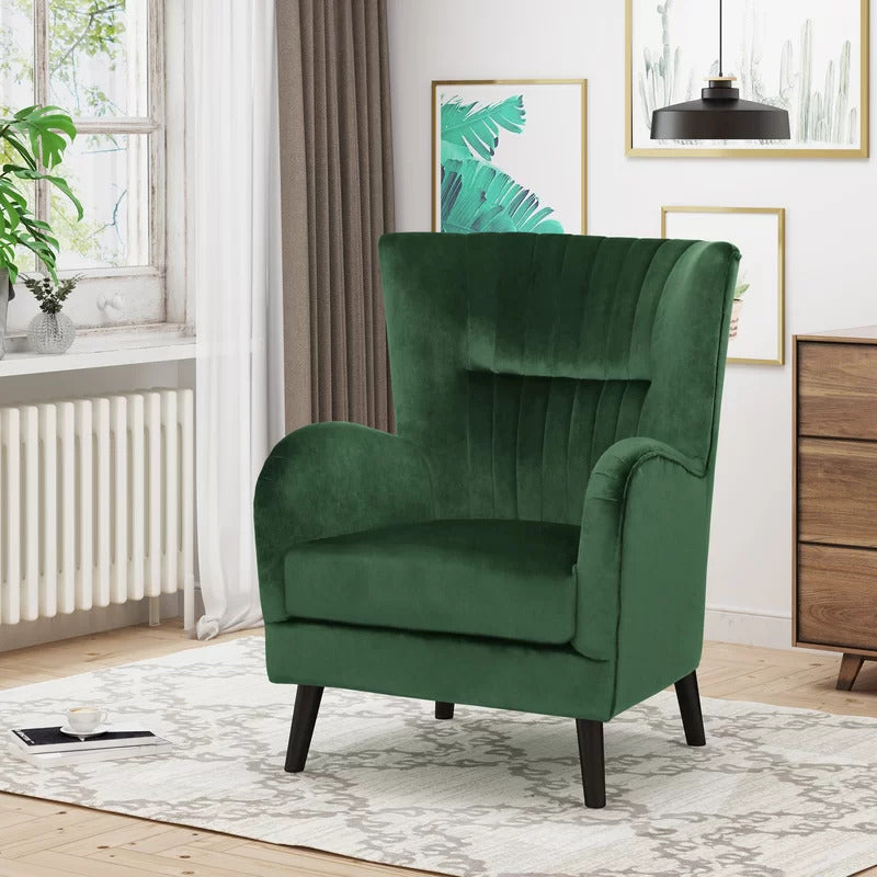 Wing Chair: 31'' Wide Tufted Velvet Wingback Chair