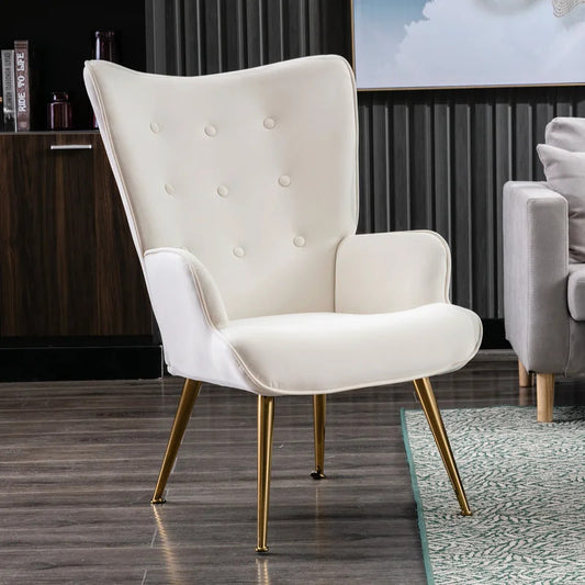 Wing Chair: Corvilus Wide Tufted Velvet Wingback Chair