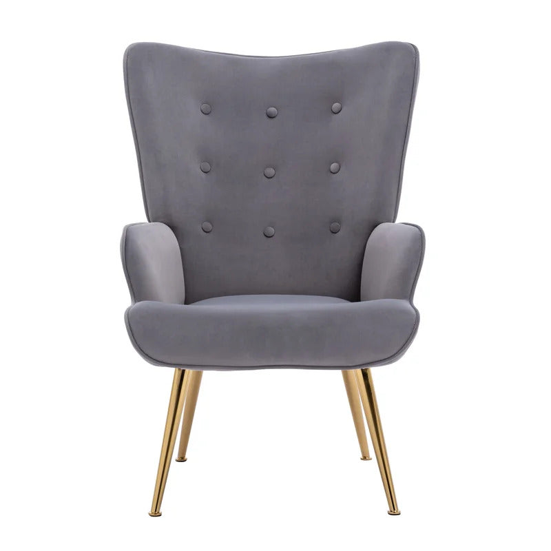 Wing Chair: Corvilus Wide Tufted Velvet Wingback Chair