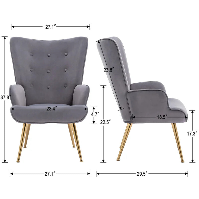 Wing Chair: Corvilus Wide Tufted Velvet Wingback Chair