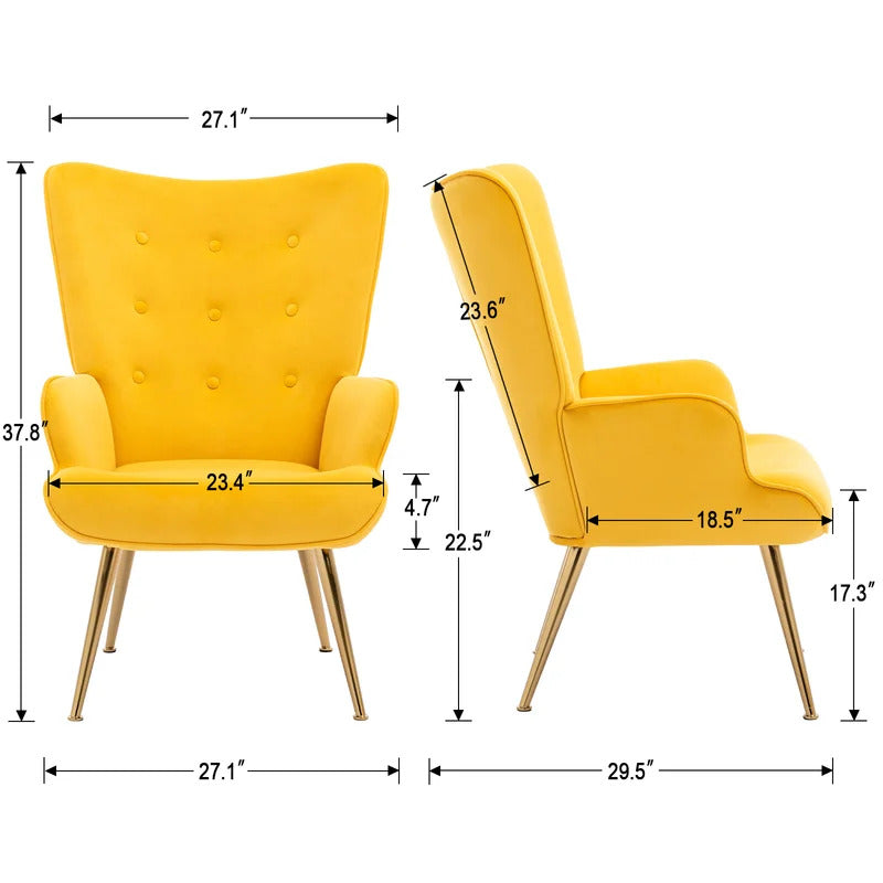 Wing Chair: Corvilus Wide Tufted Velvet Wingback Chair
